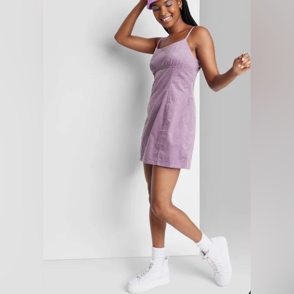 Wild Fable Lilac Purple Corduroy Mini Dress - Picture 2 of 8